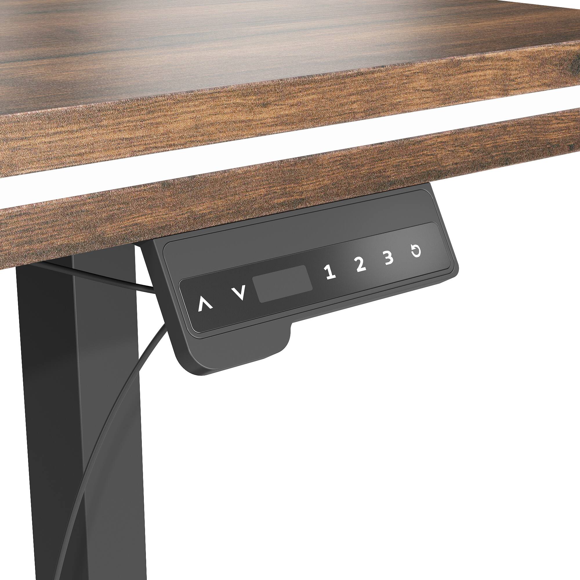 Alt View 4. Famapy - Electric Height Adjustable Desk with RGB Light & Dual Storage –Swappable Cabinets,2AC+3USB Outlet,Sit Stand Workstation - Walnut.