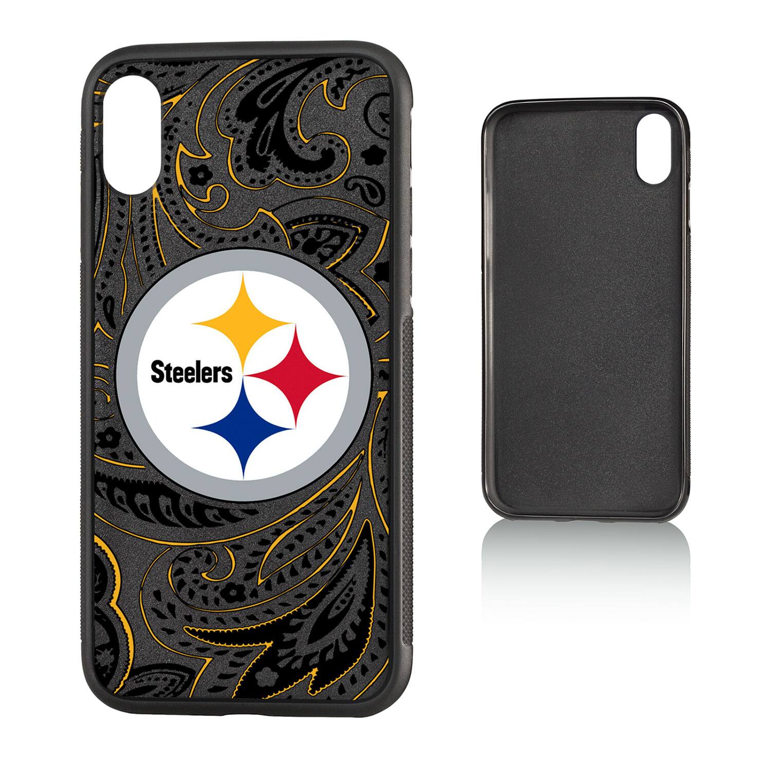 Alt View 2. Keyscaper - Pittsburgh Steelers iPhone Paisley Design Bump Case - 15 Pro Max - Multicolor.