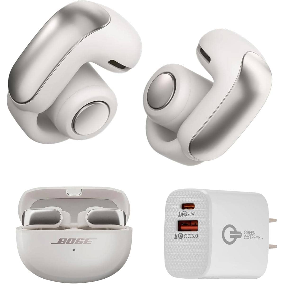 Bundle Bose Ultra Wireless Open Smoke White, Earbuds with Wall