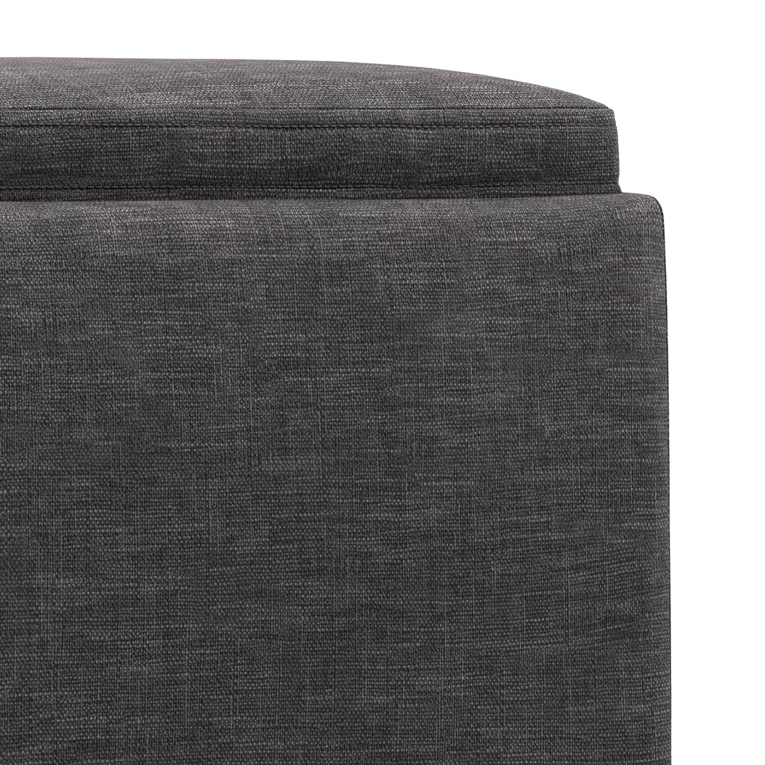 Alt View 8. Simpli Home - Natasha 18 inch Wide Mid Century Square Mid Century Storage Ottoman with Tray in Slate Grey Polyester Linen, Assembled - Slate Grey.