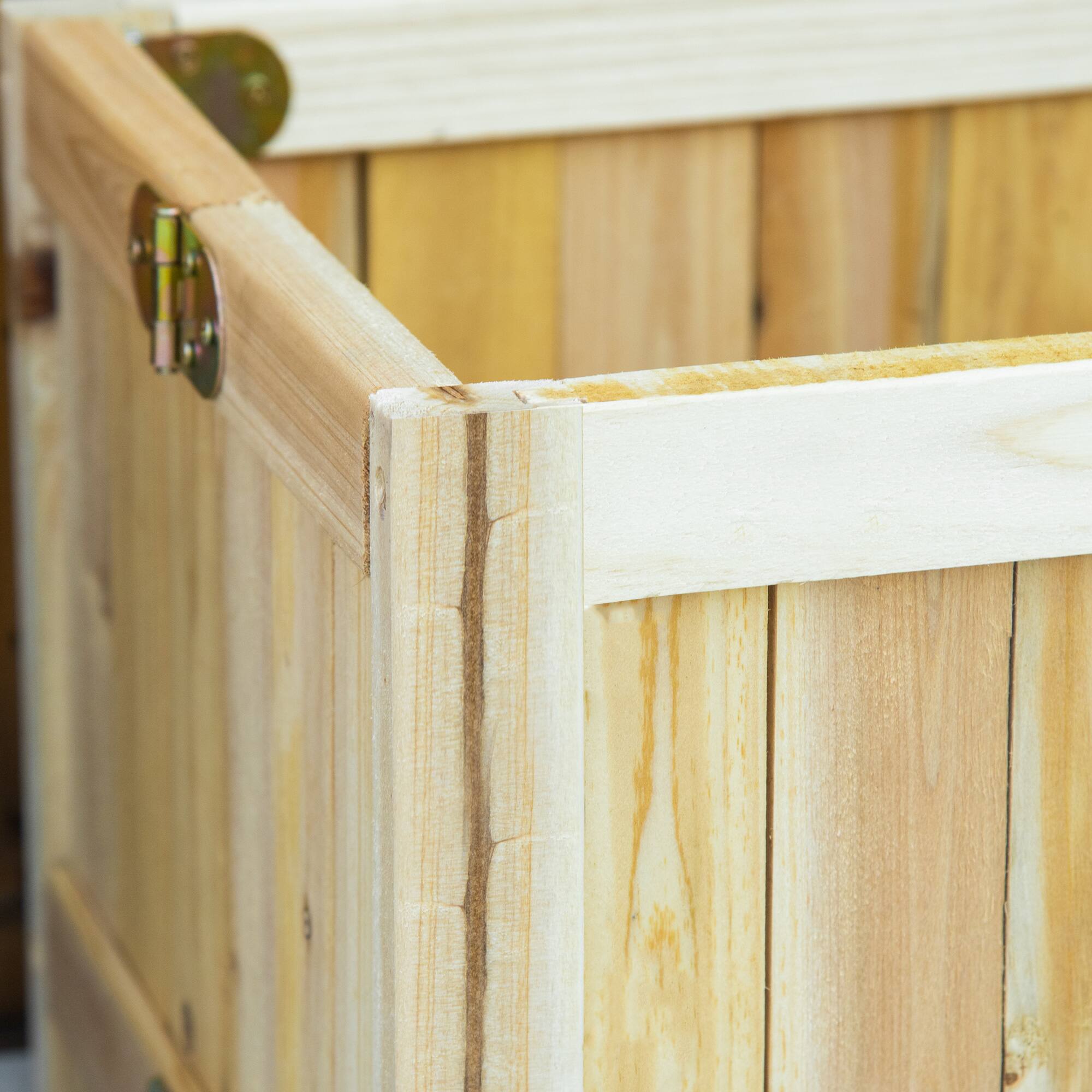 Alt View 5. Outsunny - Outsunny Foldable Raised Garden Bed, Wooden Planter Box, Herb Garden Planter with Drainage Holes - Natural wood finish.