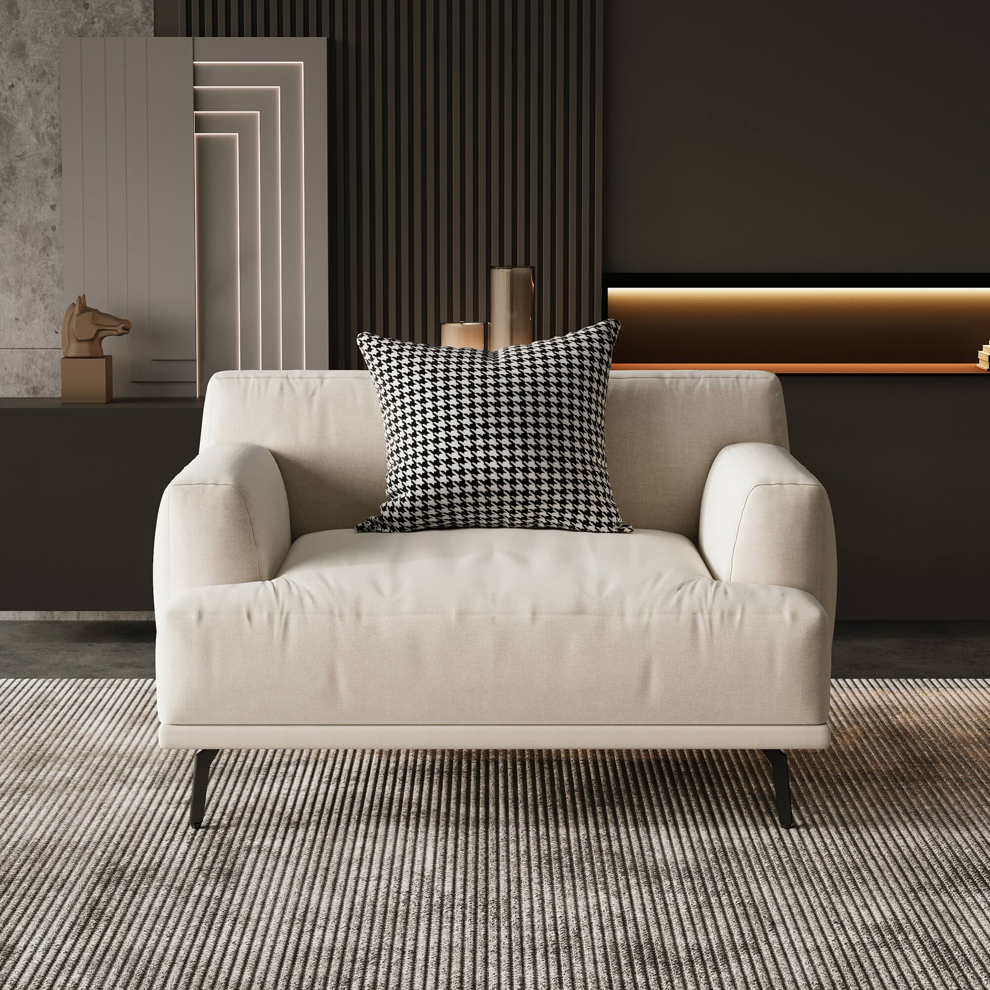 Alt View 1. luck idea - 41.3" Breathable Cotton-Linen Fabric Sofa, Solid Wood Frame, High-Elastic Sponge Seat Cushion - Light Beige.