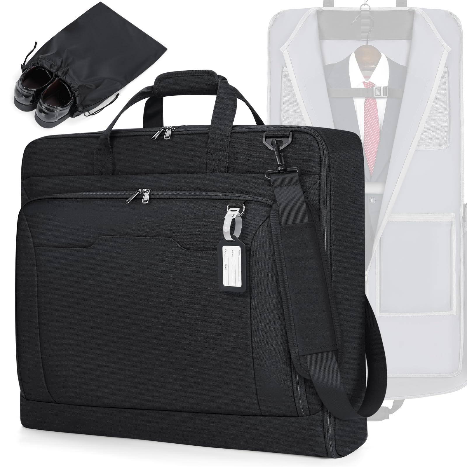 Front. NICHOLAS KLEIN - Garment Bags For Travel Carry On Bag Hanging Clothes Suit Business Trips With Shoes & - Black.