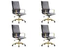 Front. LeisureMod - Set of 4 Harris Modern High-Back Leather Upholstered Computer Office Chair with Adjustable Height and Swivel - Black.