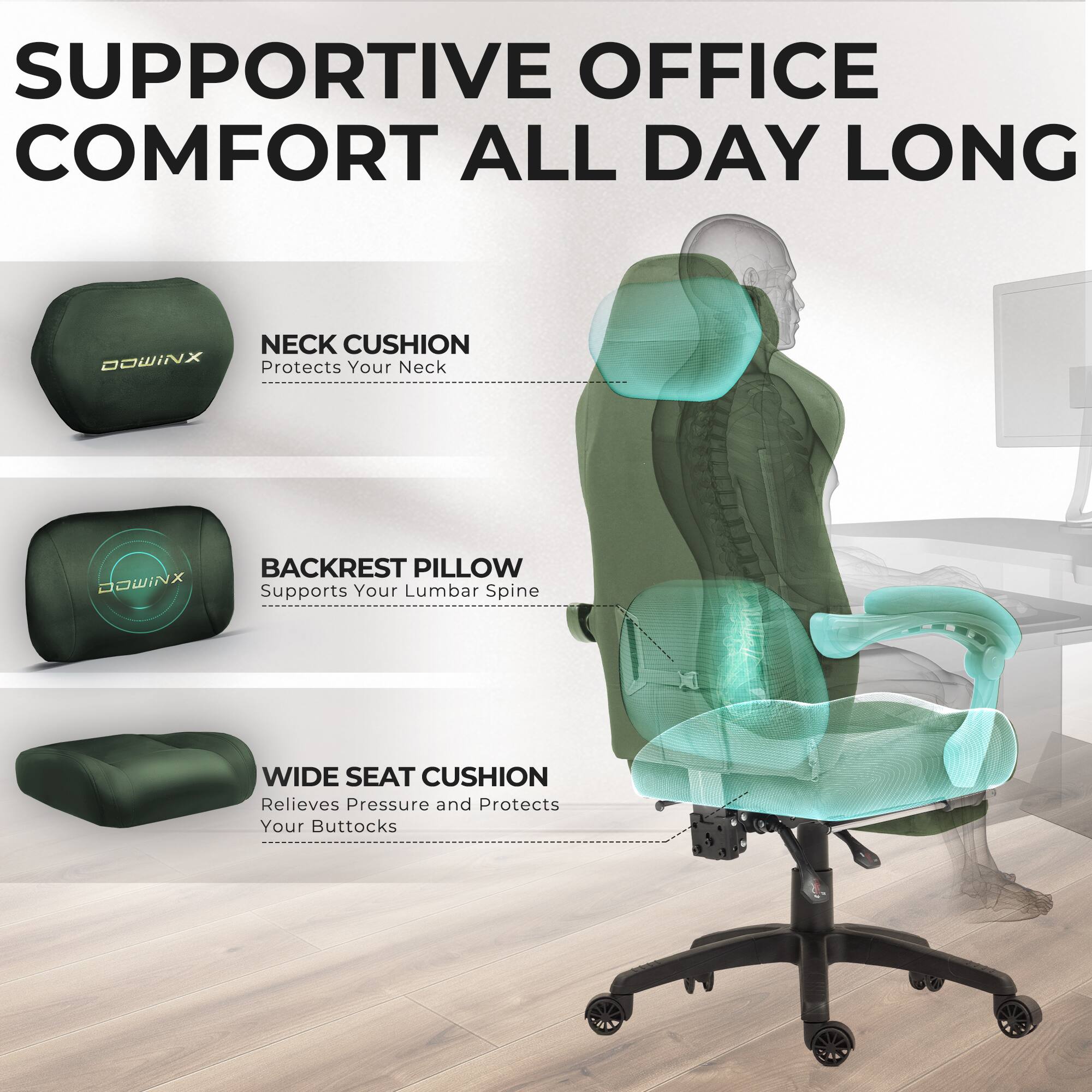 Dowinx Gaming Chair Big and Tall, Suede Fabric Game Chair with