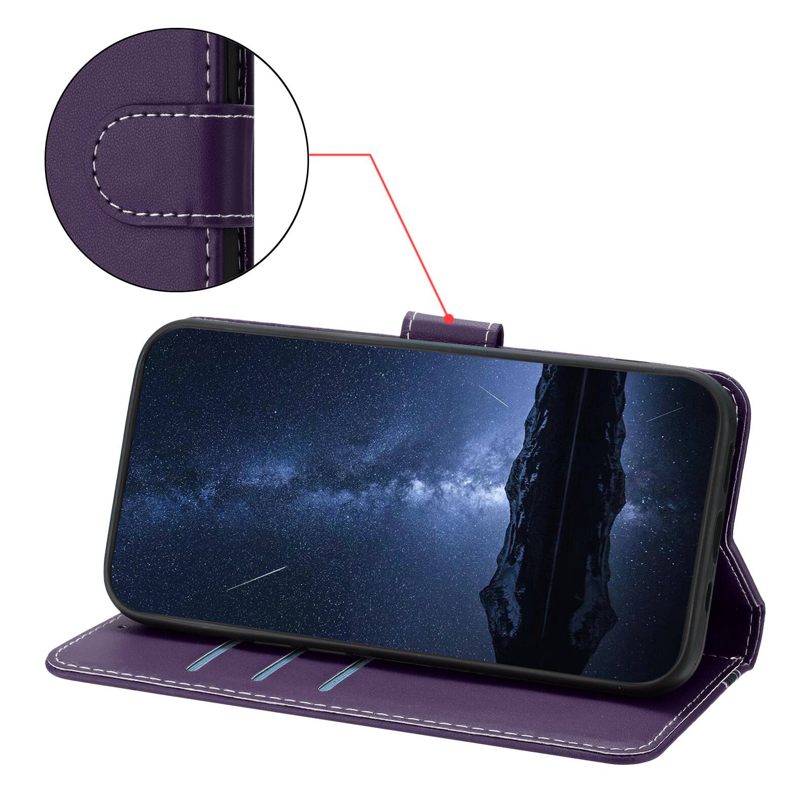 Alt View 2. Dteck - Slim Card Holder Case for Samsung Galaxy A17 5G,PU Leather Magnetic Closure Shockproof TPU Inner Flip Wallet Cover - Purple.