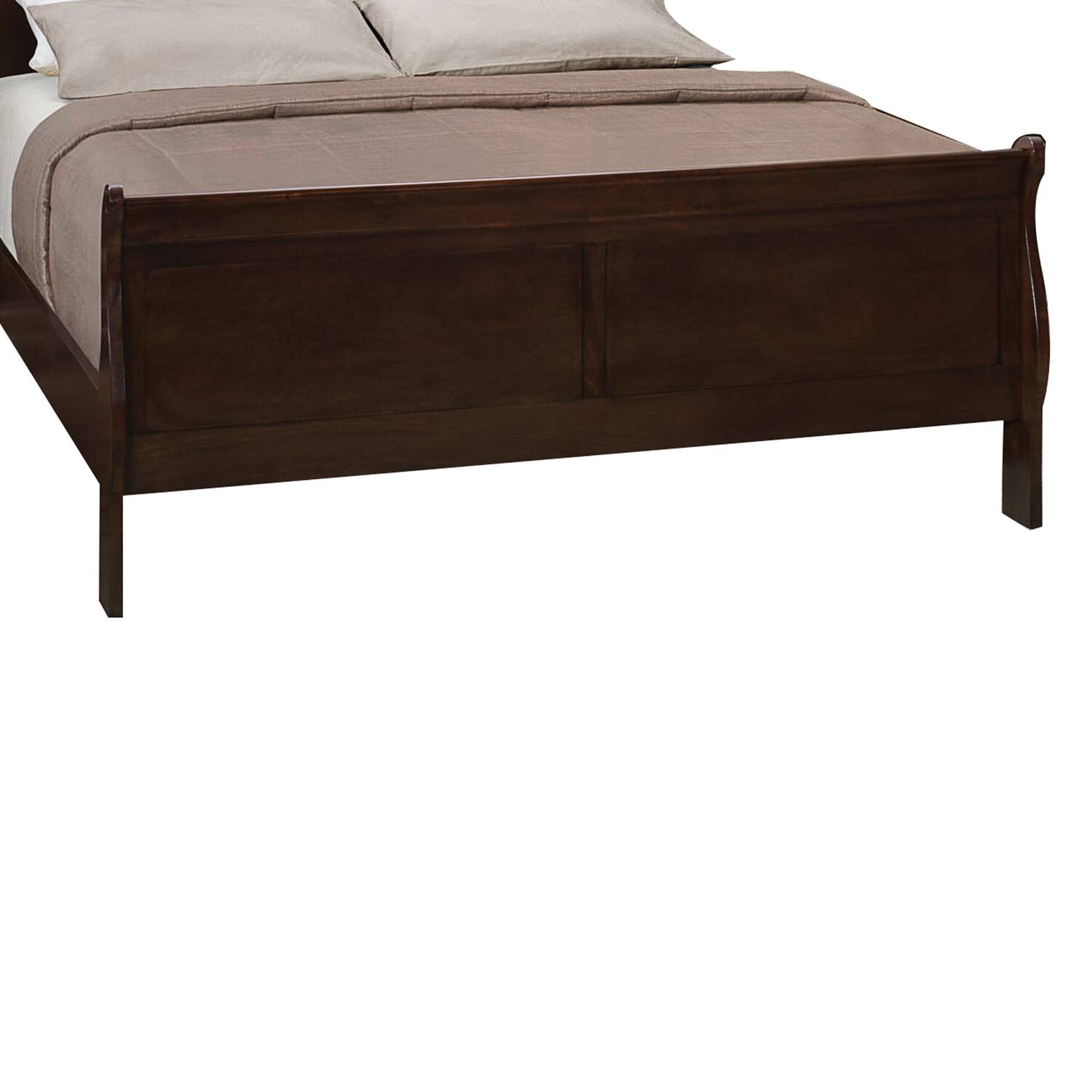 Alt View 3. Manhattan Lane - Traditional Style Wooden Full Size Bed with Curved Headboard - Brown.