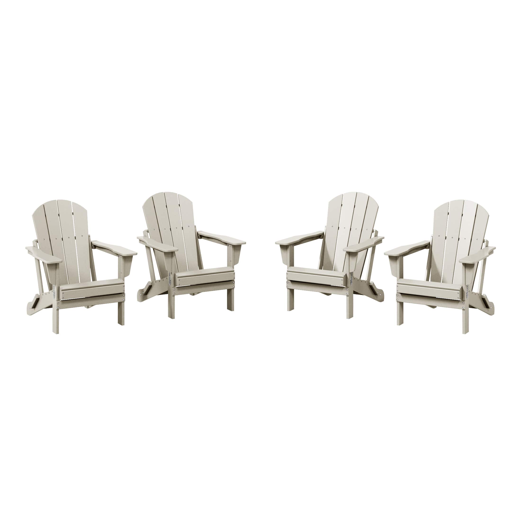 WestinTrends - Malibu Outdoor HDPE Folding Poly Adirondack Chairs (Set of 4) - Sand