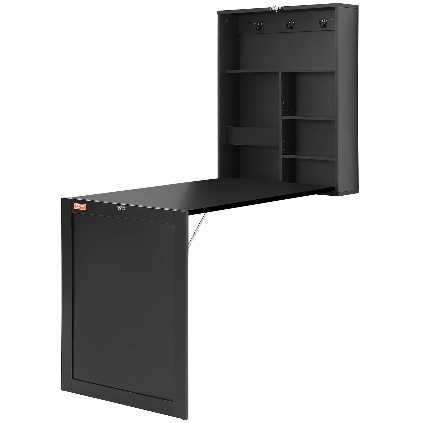 Alt View 5. VEVOR - Wall Mounted Desk, Fold out Convertible Desk, Multi-Function Folding Wall Table with Chalkboard for Home Office - Black.