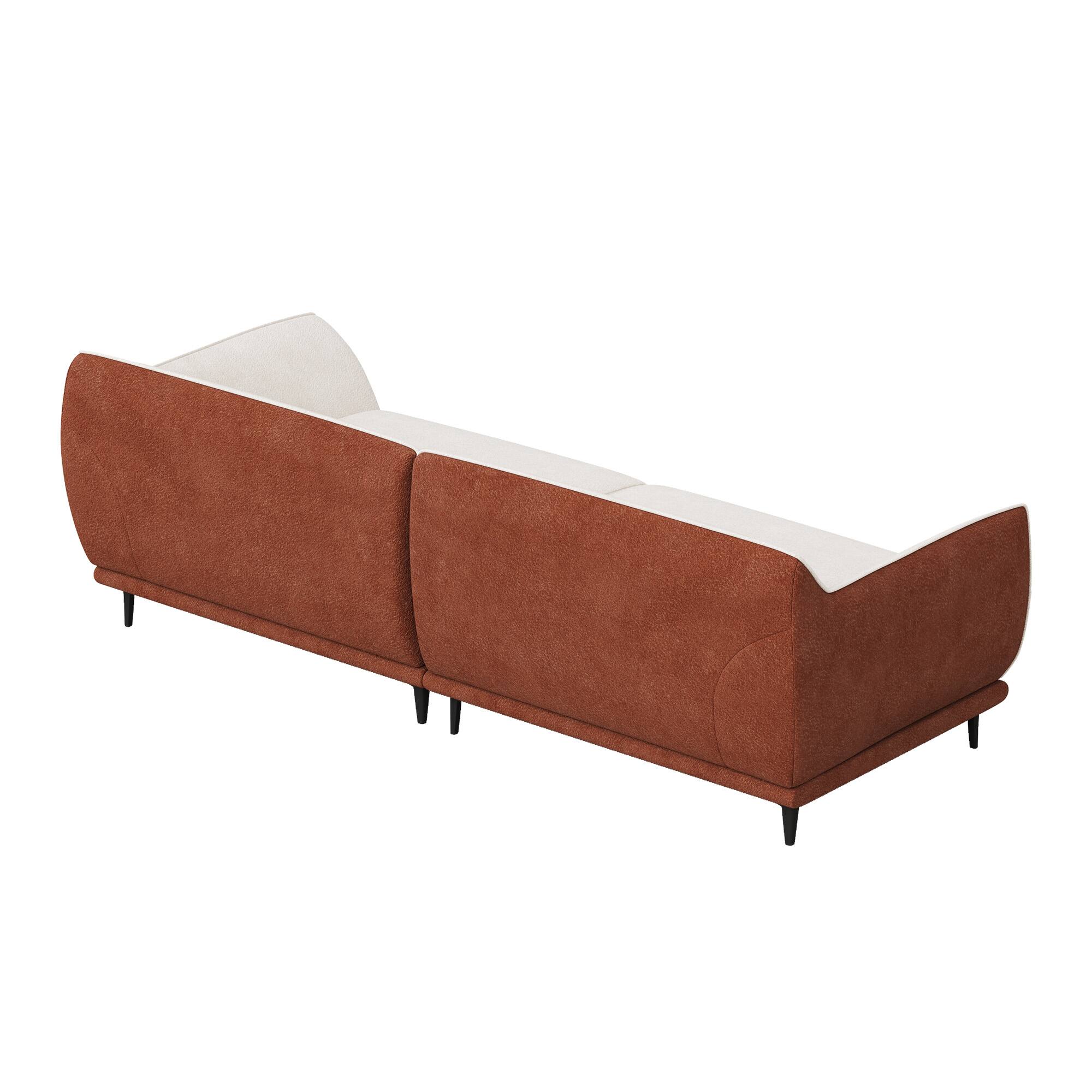 Alt View 6. luck idea - 86.61" Modern Upholstered Sofa with Fabric, High-Density Foam Cushion, Solid Wood Frame & Metal Legs - Off-white.
