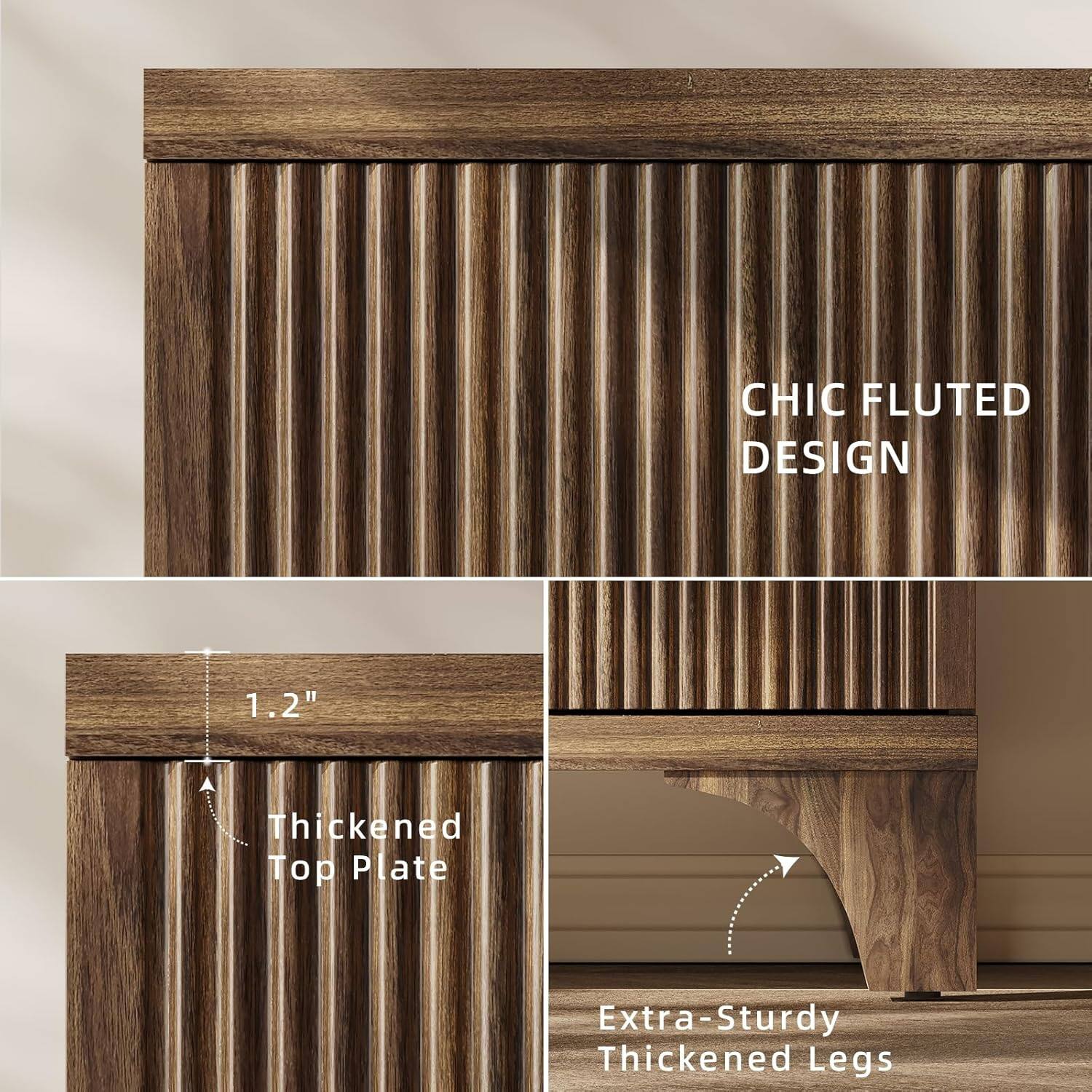 CHIC FLUTED DESIGN

1.2" Thickened Top Plate

Extra-Sturdy Thickened Legs