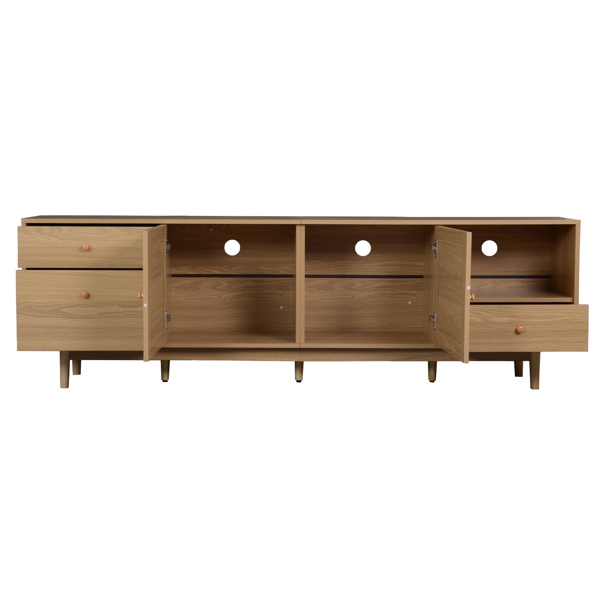 Alt View 5. Spaco - Spaco TV Stand for 65, 75, 85 Inch TV, Entertainment Center with Open Storage and Drawers, Modern Wood Media TV Console - Natural.