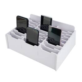 PO3TICJUNKI3 - 36 Slots Cell Phone Storage Box For Classroom Calculator Holder Class Organizer White Universal Compatible - style-A-24-white