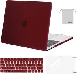 mosiso - MacBook Pro 13" hard shell case with keyboard skins, screen protector and storage bag - Marsala Red
