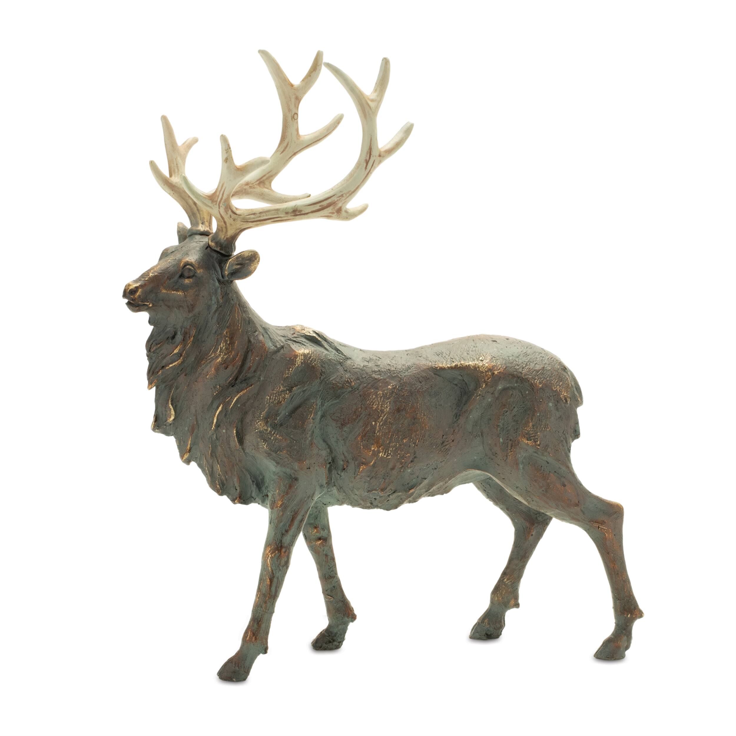 Left. BreeBe - Elegant Resin Deer Set of 2 - Bronze, Gray, Cream.