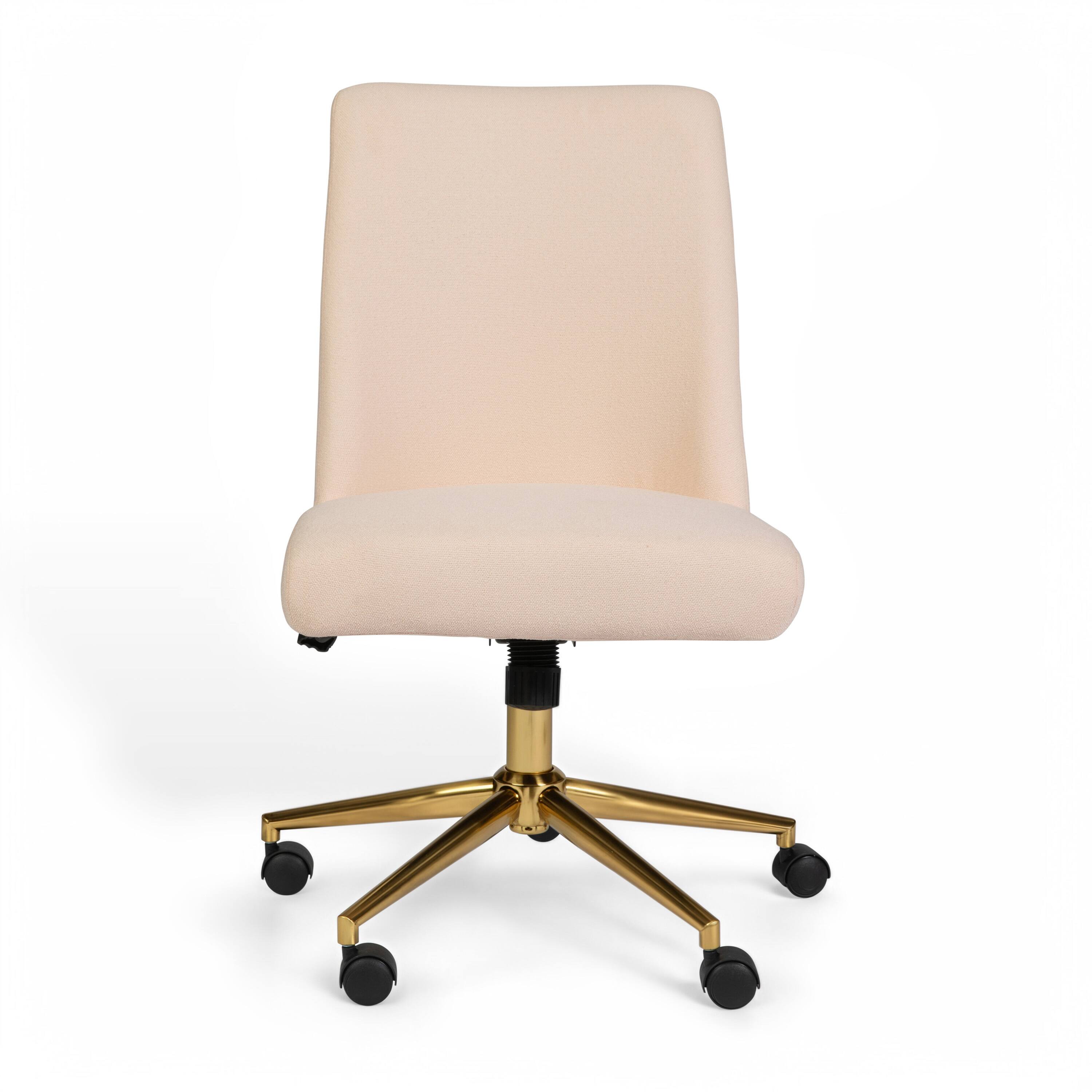 Alt View 10. Martha Stewart - Maeve Upholstered Height Adjustable Swivel Home Office Chair - Conch Shell Fabric/Polished Brass Frame.