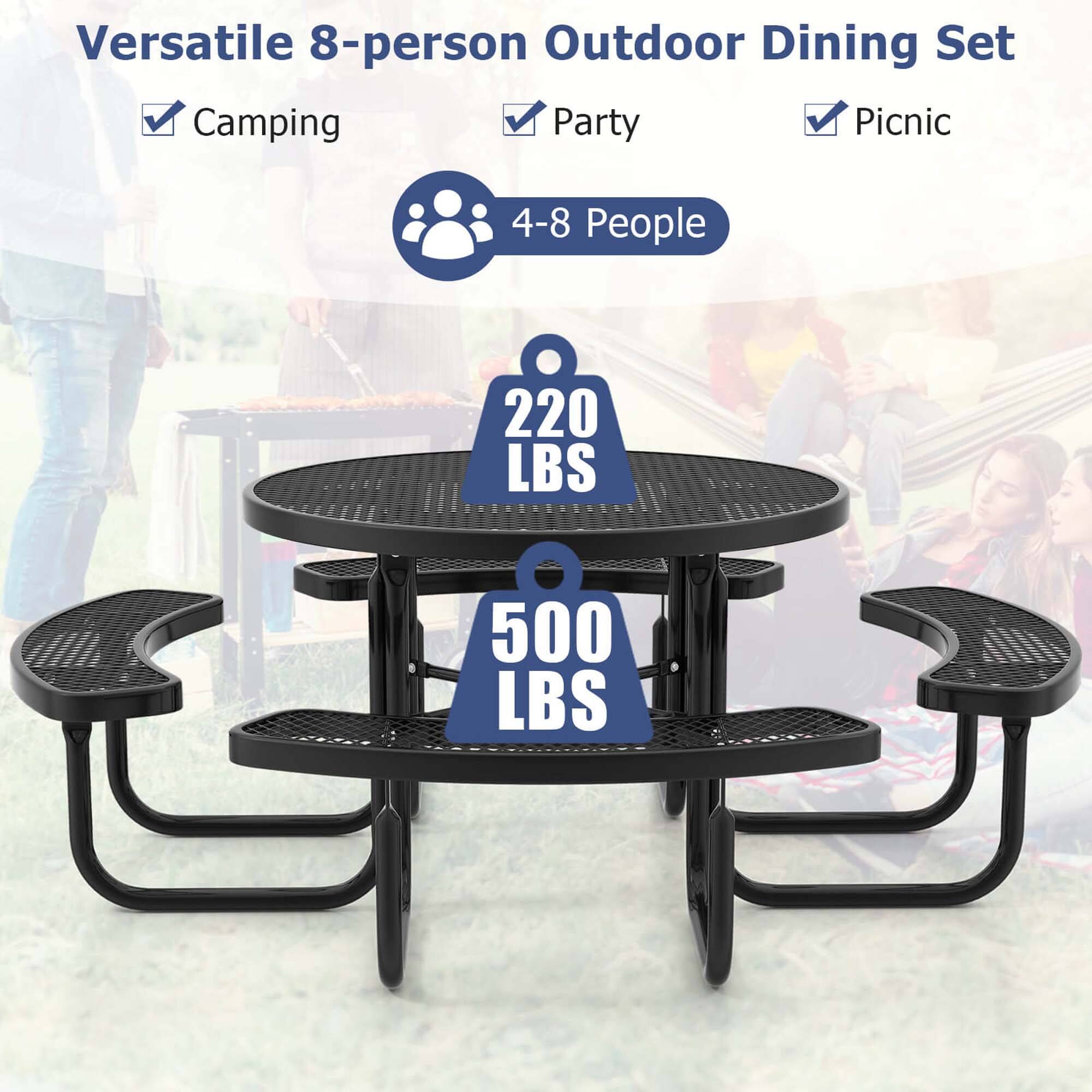Versatile 8-person Outdoor Dining Set, Camping, Party, Picnic, 4-8 People, 220 LBS, 500 LBS