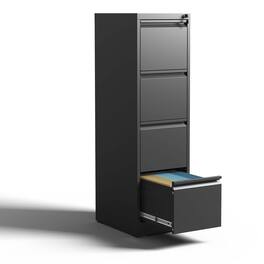 Chateau Abodes - 4 Drawer File Cabinet with Lock, Metal Vertical Filing Storage for A4 Legal/Letter Size - Black