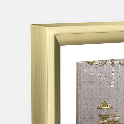 Earthley Blooms - Led Bathroom Mirror With Lights 28x36 Frontlit Backlit Vanity Framed Baroque Anti Fog Stepless Dimmable w - Brushed Gold-32"L x 40"W