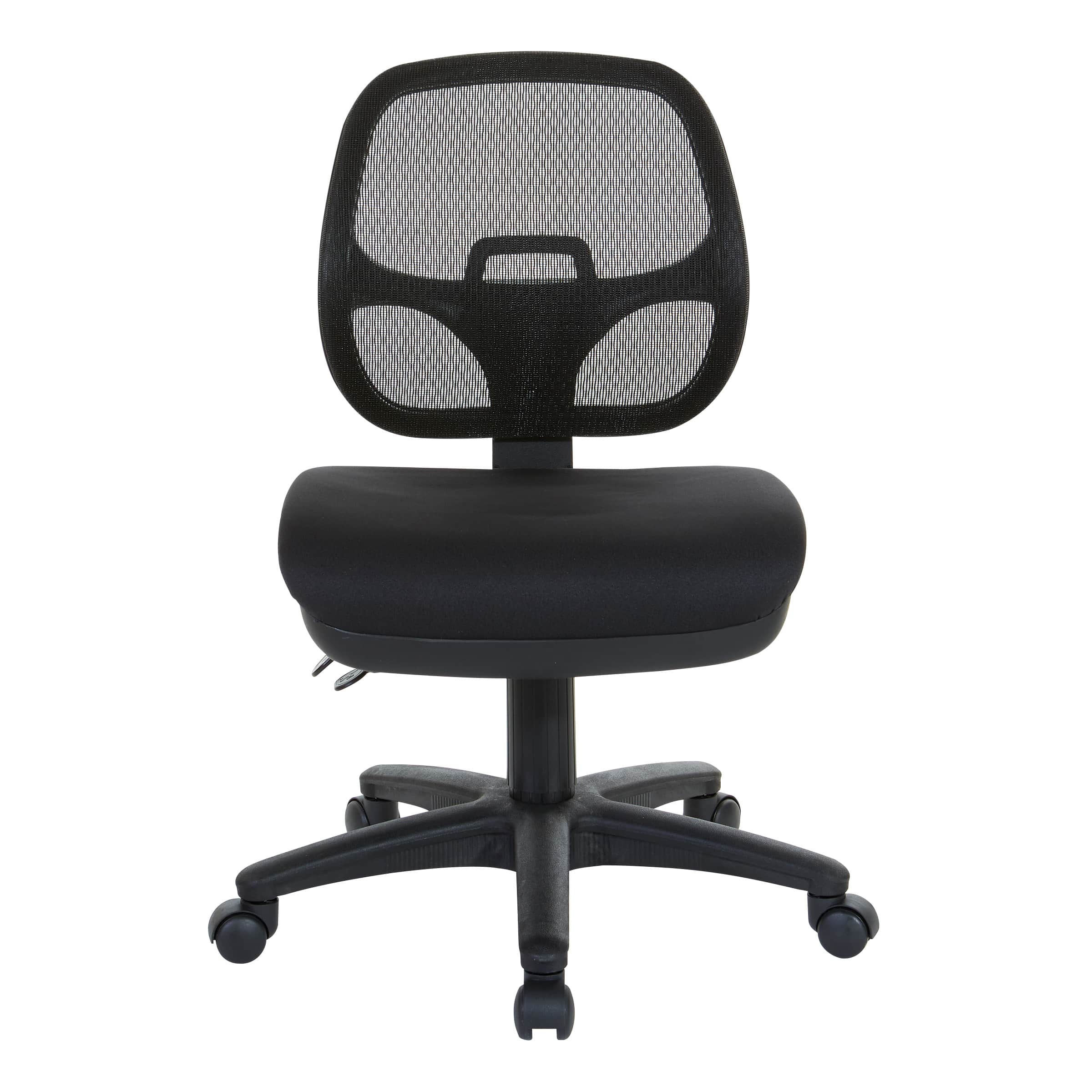 Office Star Products - Ergonomic Task Armless Chair in Black FreeFlex® Fabric with Pneumatic Seat Height Adjustment - Coal