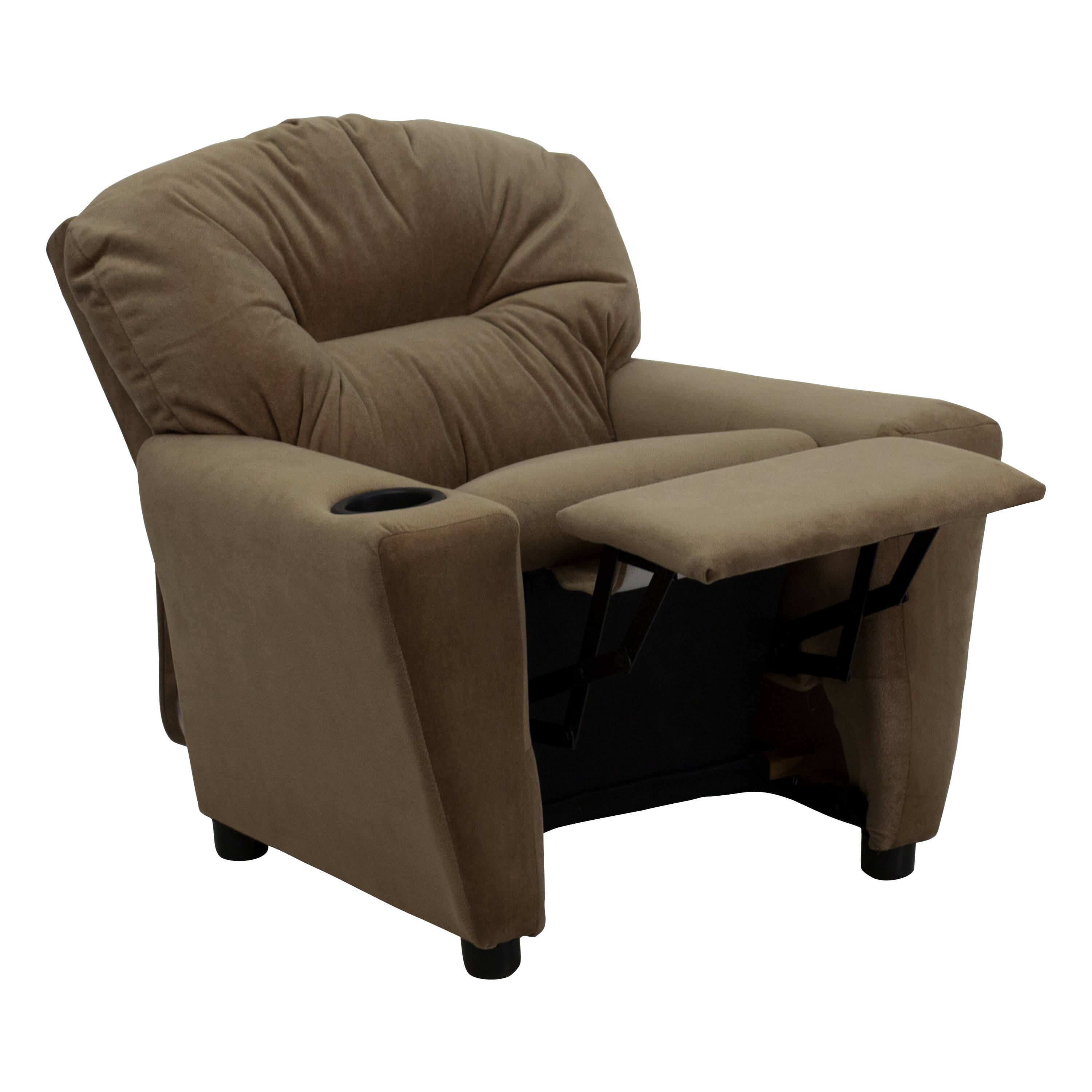 Alt View 10. Emma + Oliver - Contemporary Kids Recliner with Cup Holder - Brown Microfiber.