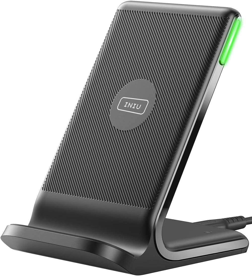 Alt View 4. INIU - INIU 15W Qi Wireless Charging Station with Adaptive Light for iPhone 8 Plus and later, Samsung S25 S24 S23, Google etc - Black.