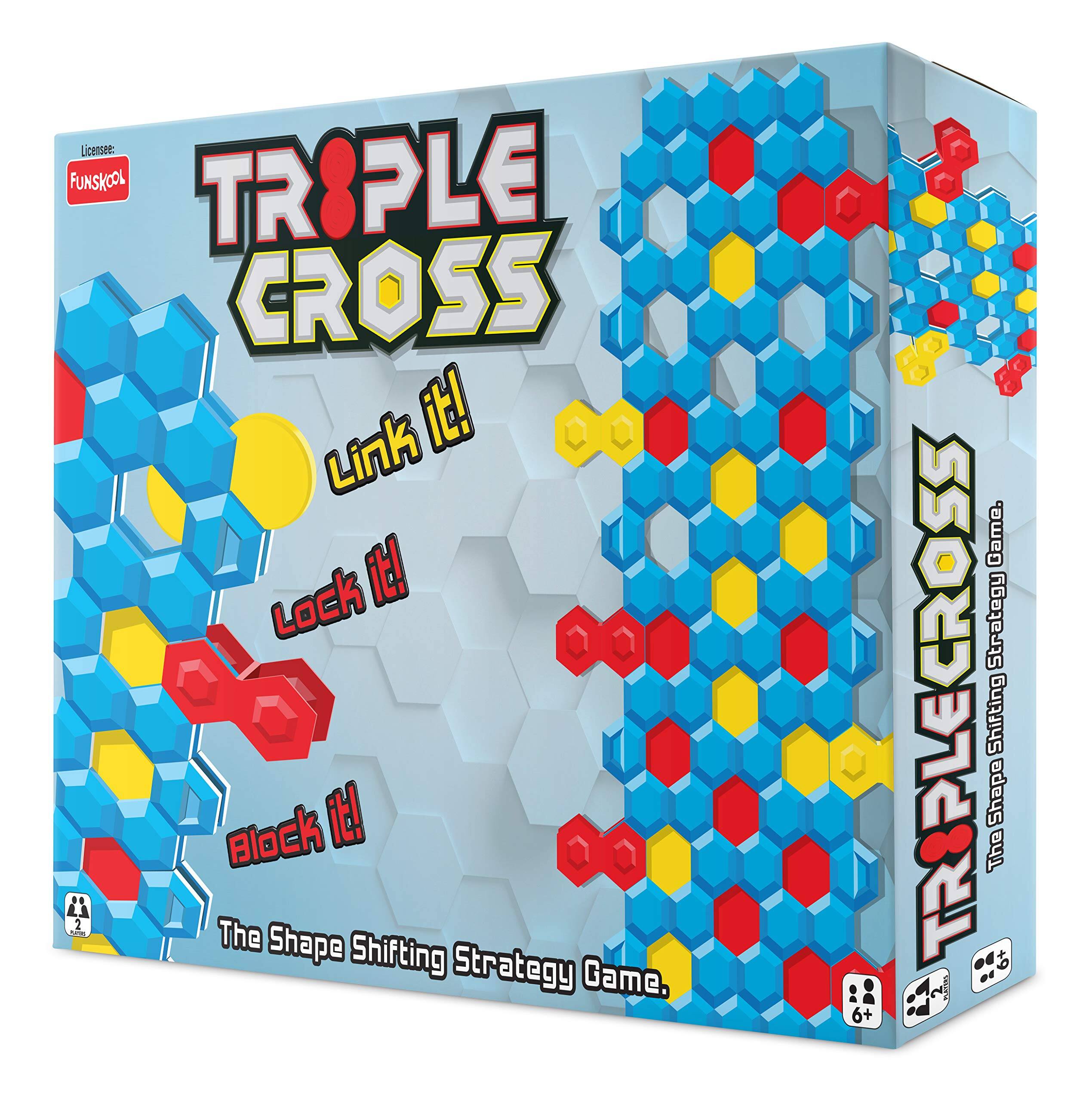 Licensee: FUNSKOOL

TRIPLE CROSS

Link it!  
Lock it!  
Block it!

The Shape Shifting Strategy Game.

TRIPLE CROSS  
The Shape Shifting Strategy Game

6+