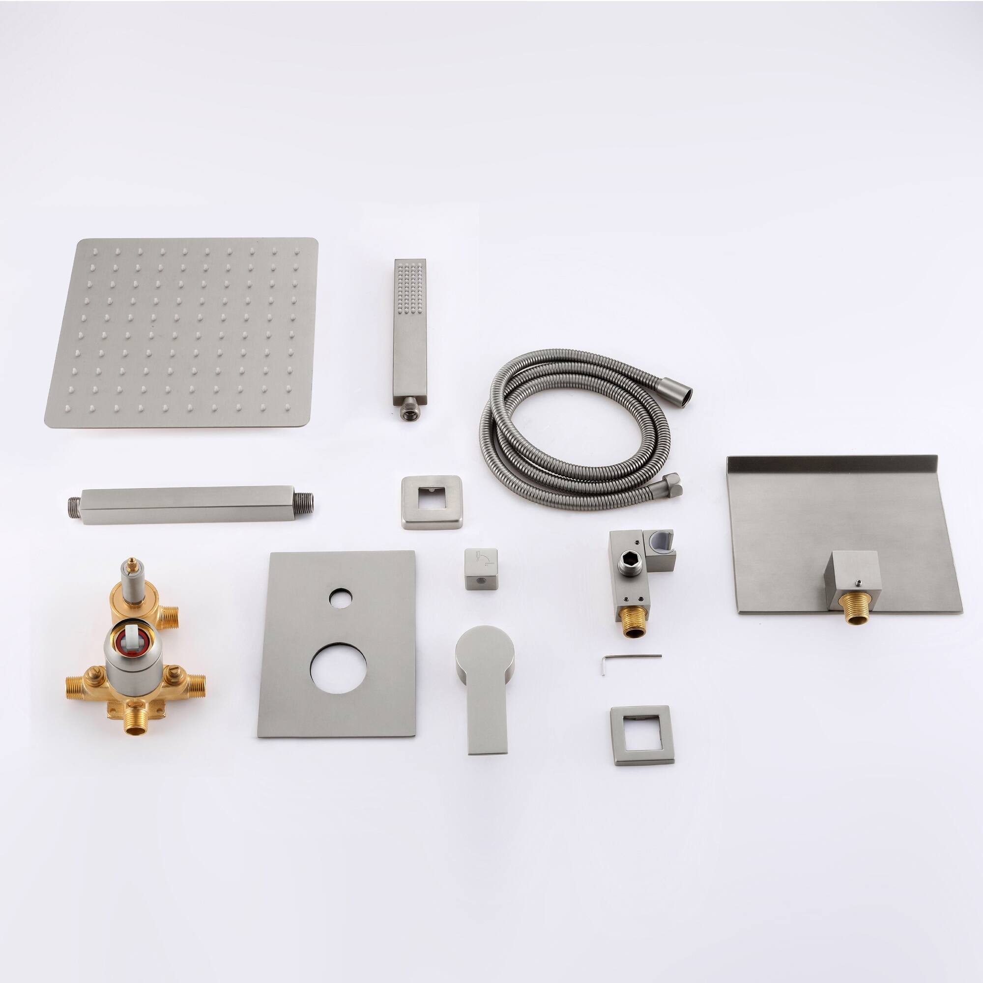 Alt View 10. Boyel Living - Brushed Nickel 10-Inch Rain Shower System Brass SUS304 3-Function Valve Waterfall Spout cUPC - Brushed Nickel.