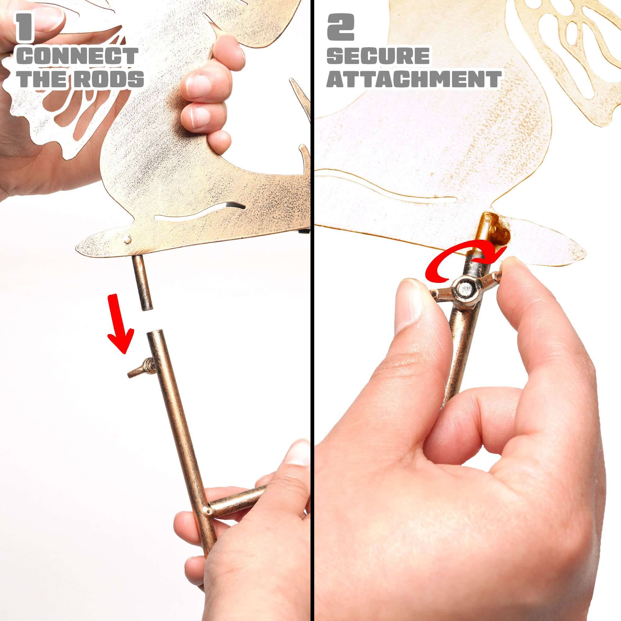 1. CONNECT THE RODS  
2. SECURE ATTACHMENT