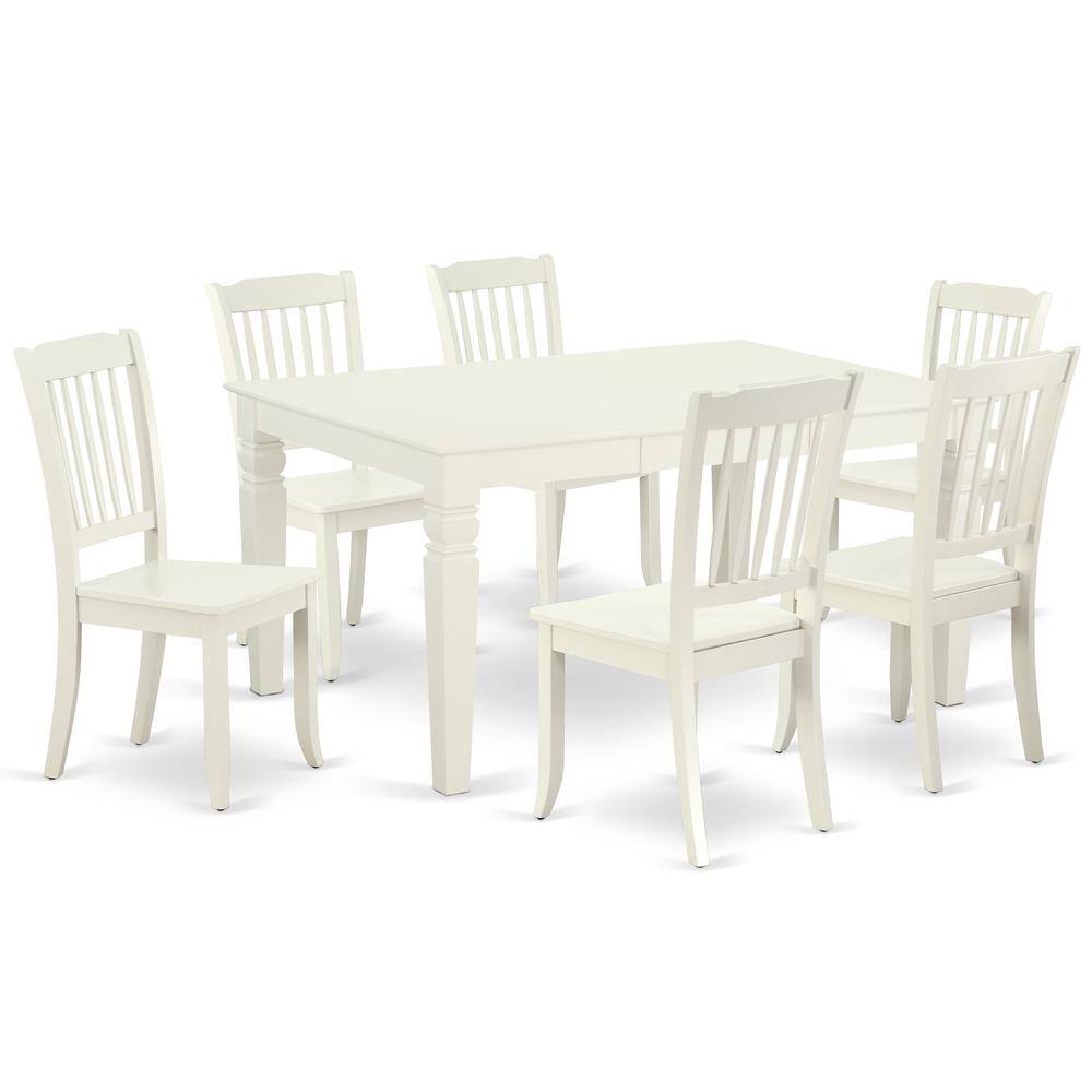 Back. East West Furniture - Dining Room Set Linen White - Brown.