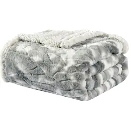 Noble House - Plazatex Alaska Sherpa Decorative Super Soft Throw Blanket for Sleep/Decor 2 Pack 50" x 60" Grey - Gray