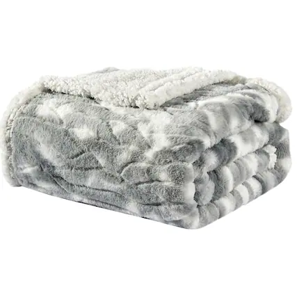 Front. Noble House - Plazatex Alaska Sherpa Decorative Super Soft Throw Blanket for Sleep/Decor 2 Pack 50" x 60" Grey - Grey.
