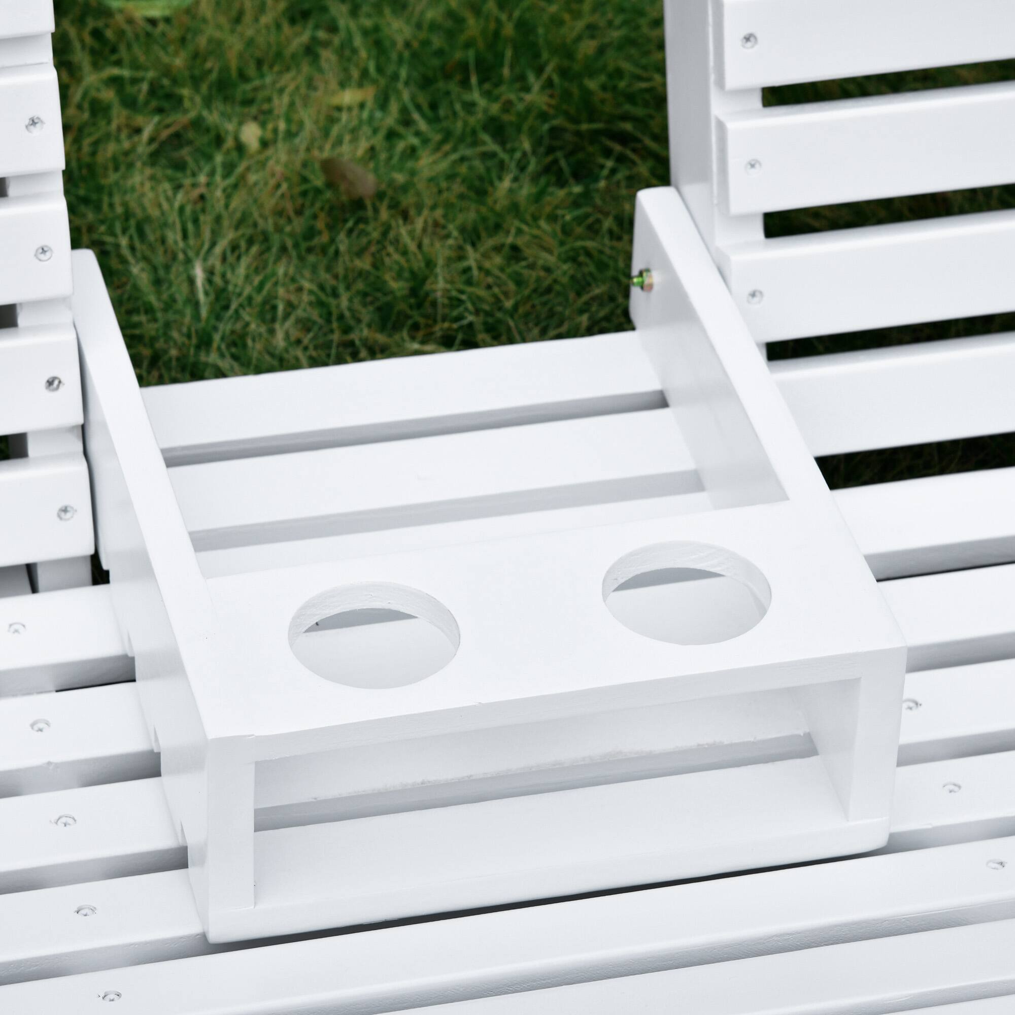 Alt View 4. Outsunny - Outsunny 3-Seater Wooden Porch Swing Patio Swing Bench with Folding Coffee Table.