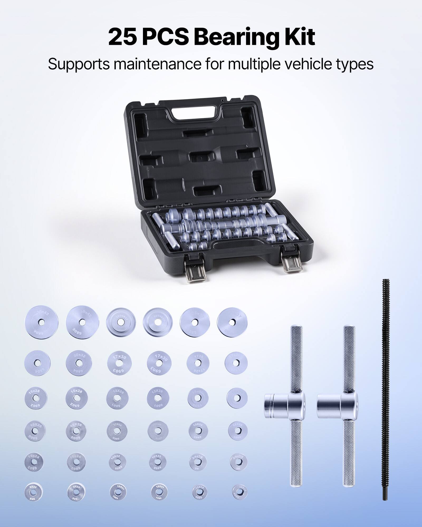 25 PCS Bearing Kit  
Supports maintenance for multiple vehicle types
