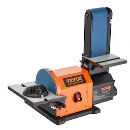 VEVOR - Professional Belt Sander, 6" Disc Sander and 4 x 36 in. Belt Sander with 5A Induction Motor Cast Aluminum Worktable - Orange;Black