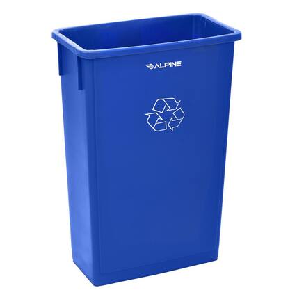 Front. Alpine Industries - 23 Gallon Slim Indoor Recycling Bin or Trash Can - Blue.