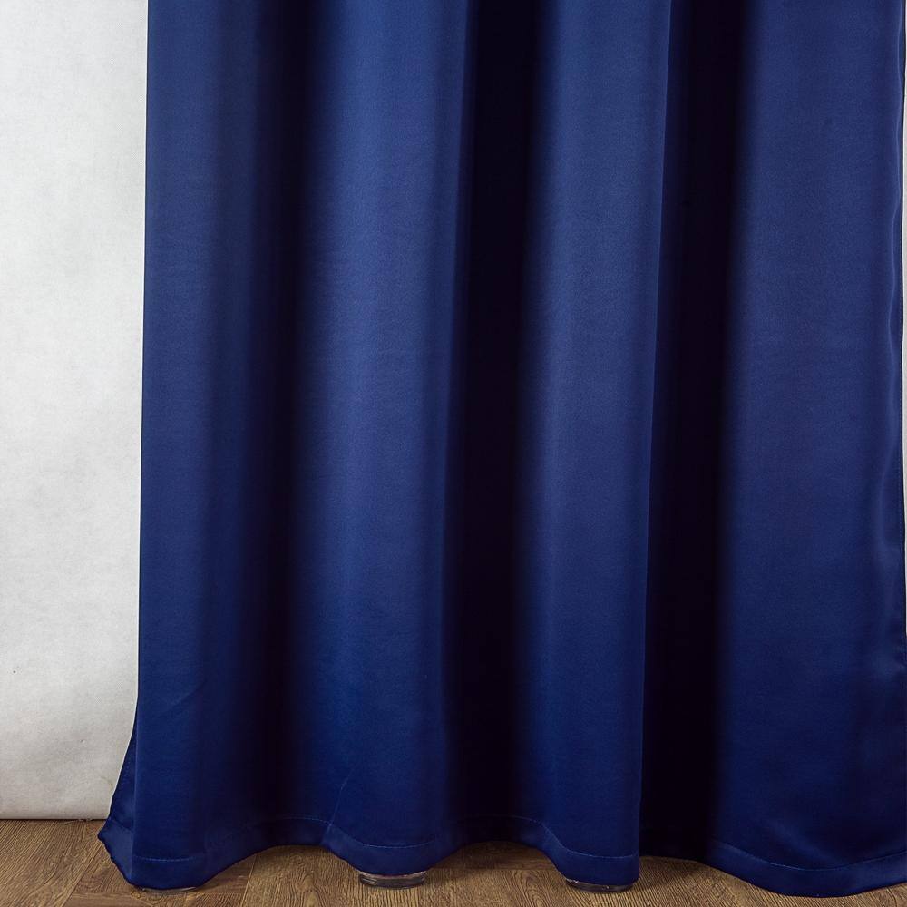 Angle. RT Designers Collection - Olivia Gray Anchorage Blackout Single Grommet Curtain Panel 54" x 63" Navy Blue - Navy blue.