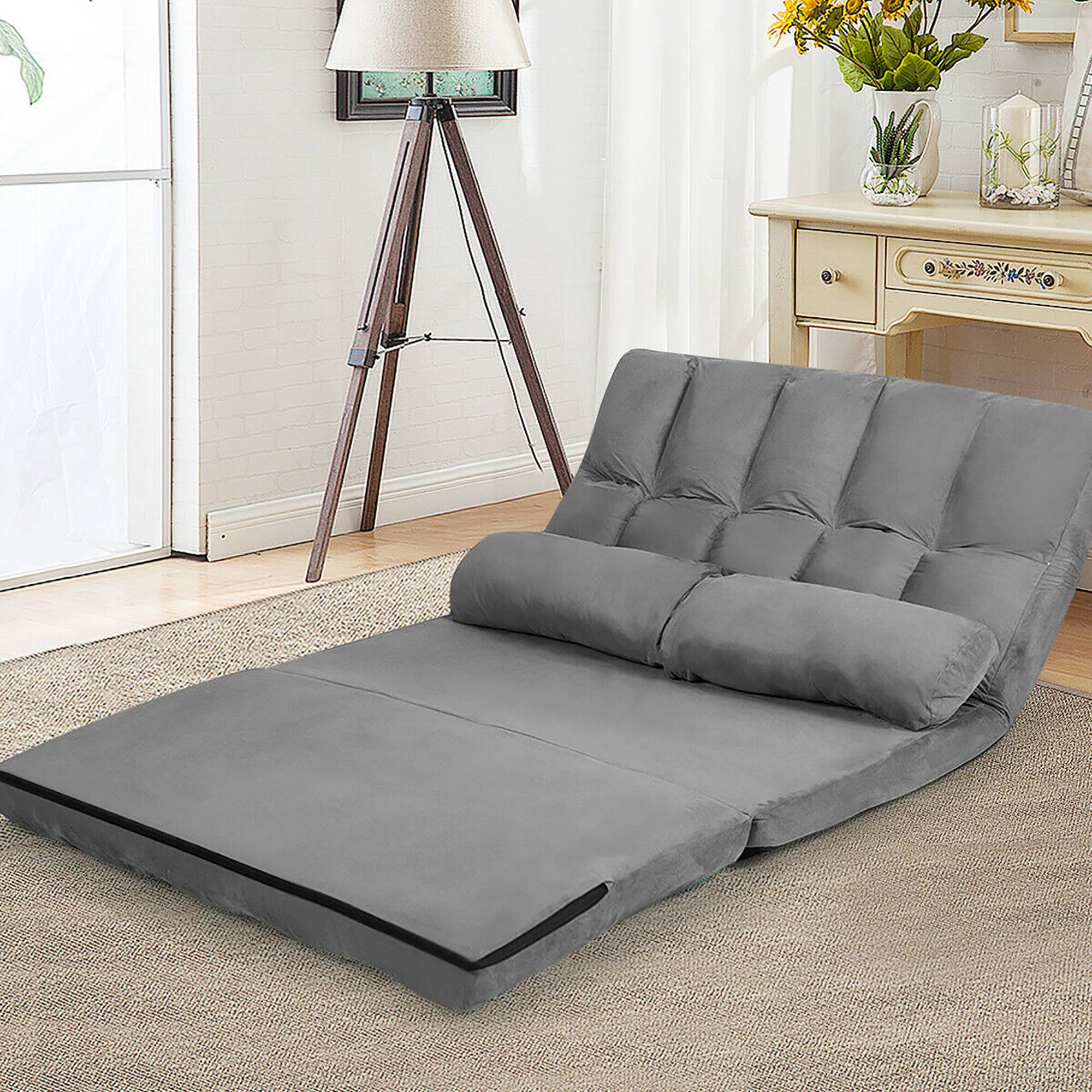 Alt View 3. Costway - Costway Foldable Floor Sofa Bed 6-Position Adjustable Lounge Couch with 2 Pillows Grey - Gray.