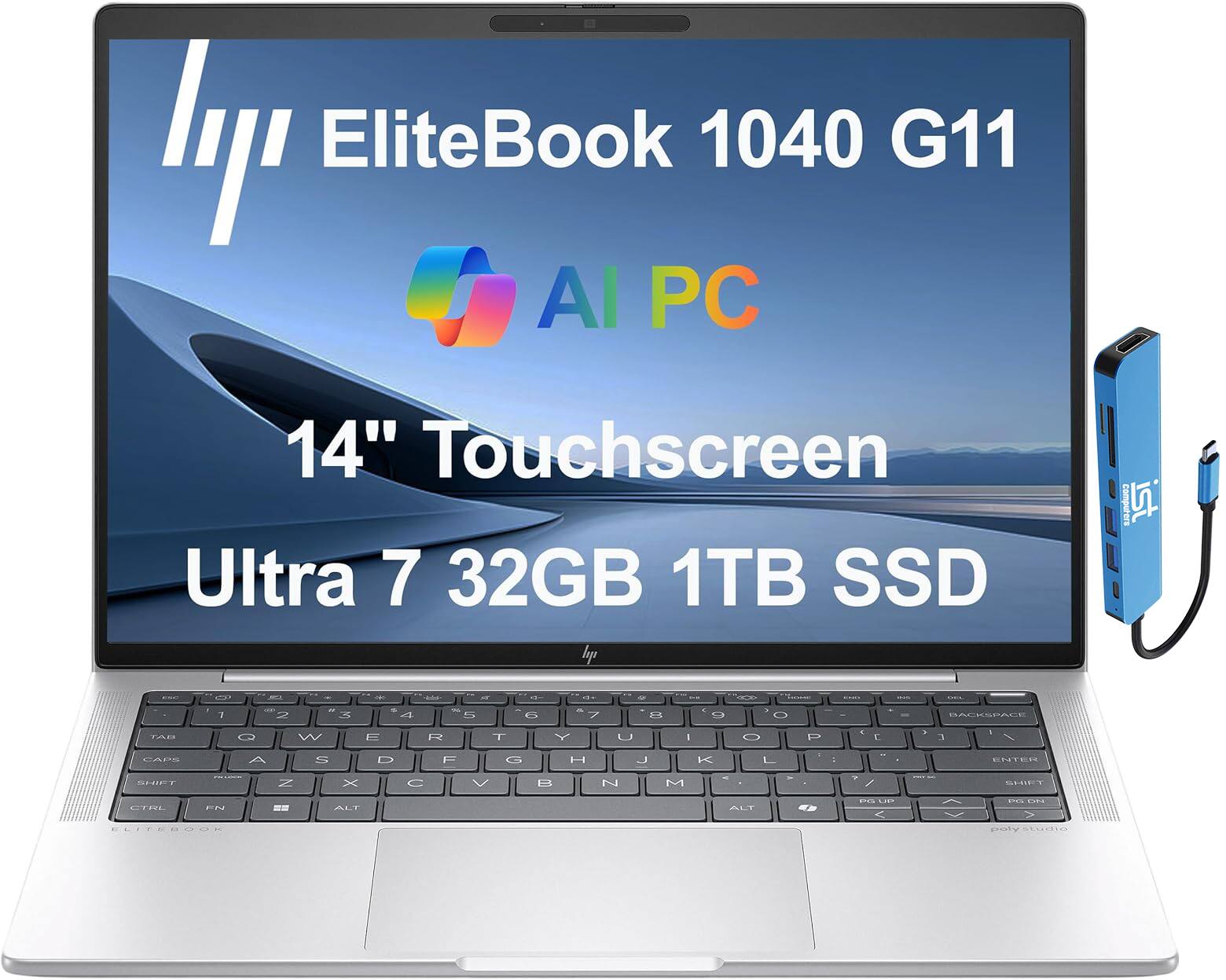 HP - EliteBook 1040 G11 14" WUXGA Touch Screen Laptop - Intel Core Ultra 7 with 32GB Memory - 1TB SSD - Win 11Pro - Silver