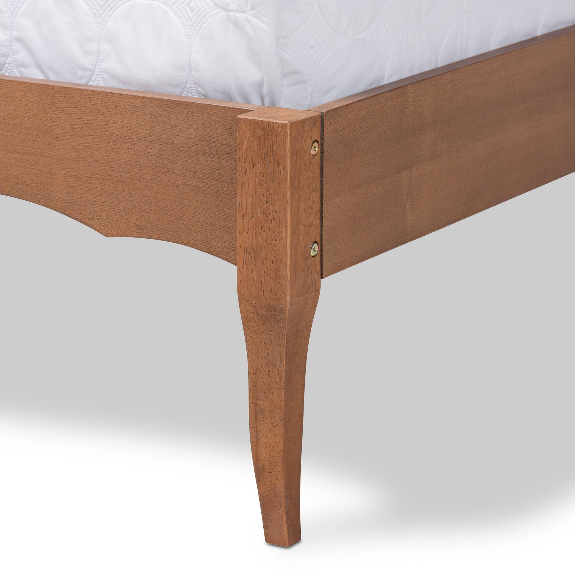 Back. Baxton Studio - Marieke Vintage French Inspired Ash Wanut Finished Wood Bed Frame - Ash walnut.