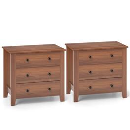Costway - 2 PCS 3-drawer Dresser with Convenient Handles Smooth Slide Rails Accent Table - Brown