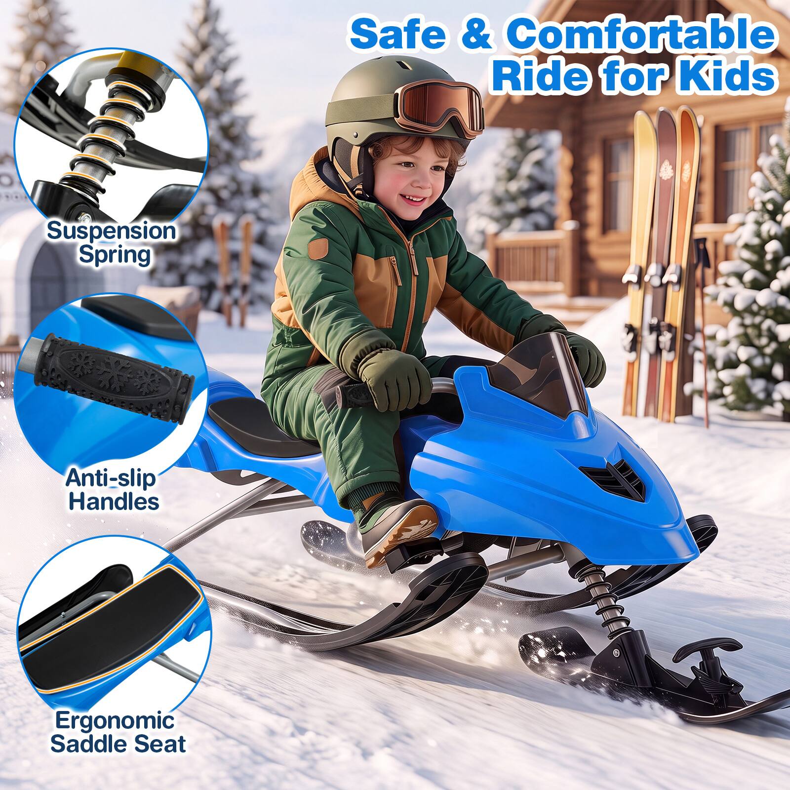 Safe & Comfortable Ride for Kids  
Suspension Spring  
Anti-slip Handles  
Ergonomic Saddle Seat