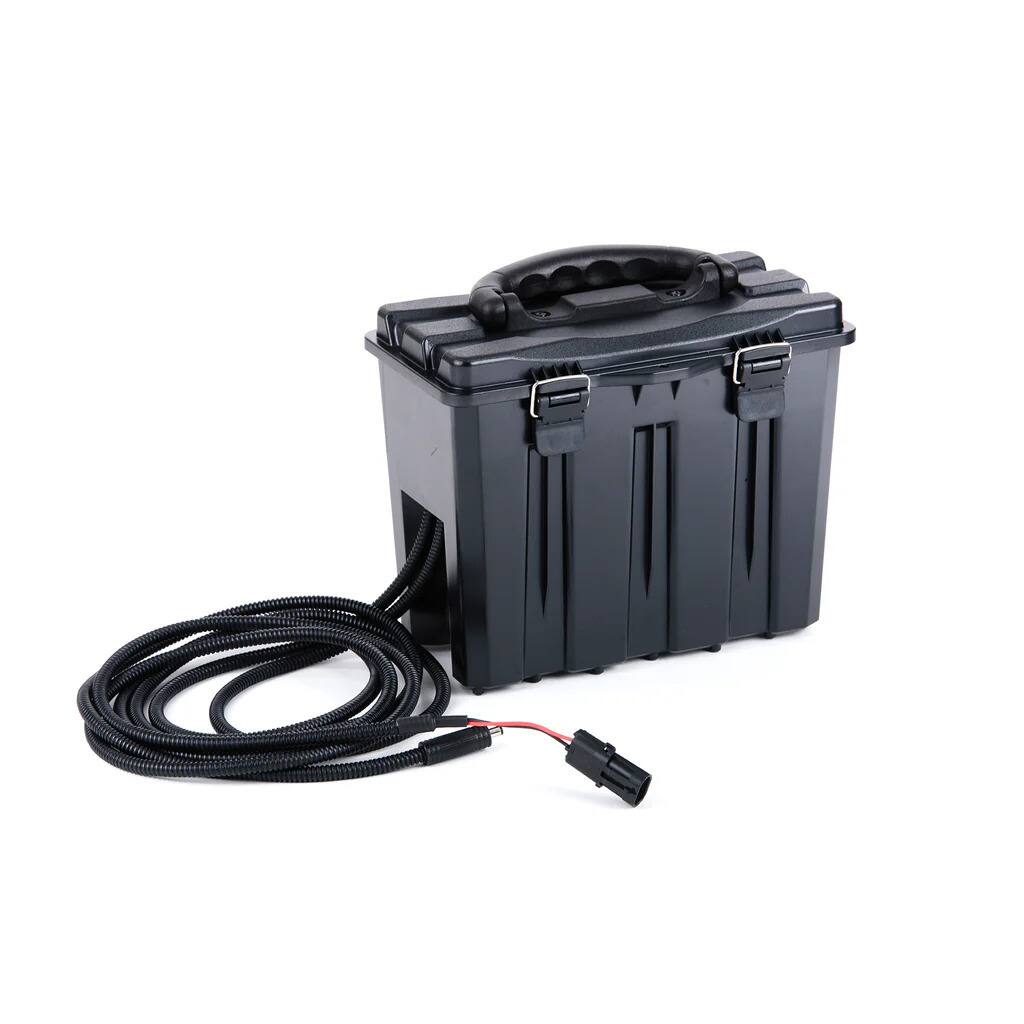Left. Spartan Camera - Spartan Corrosion-resistant 12V SLA Battery Box with Output/Solar Dual Cable.