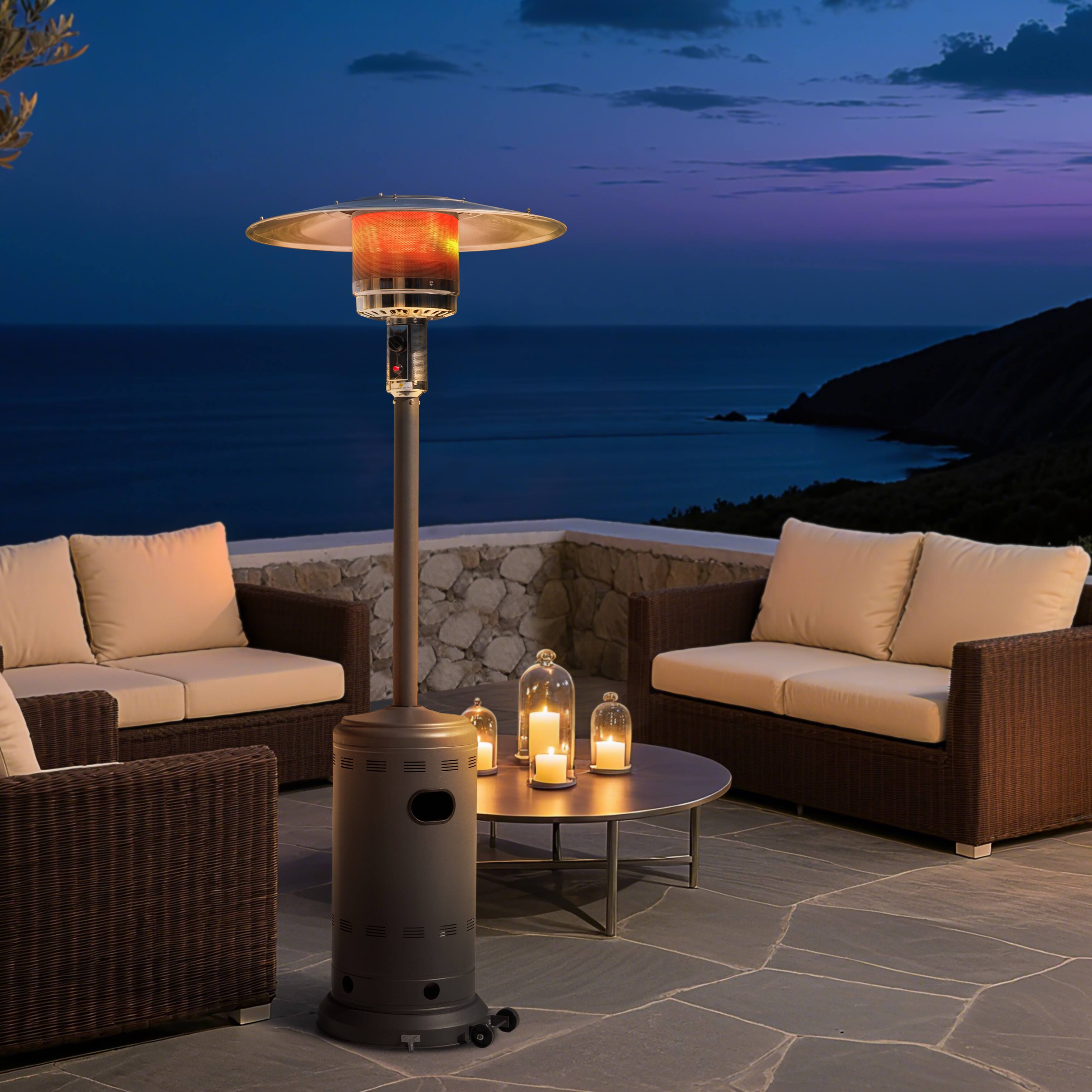 Alt View 8. Nuu Garden - Powder-Coated Propane Gas Outdoor Heater with Wheels, ETL Certified - sparkling gray.