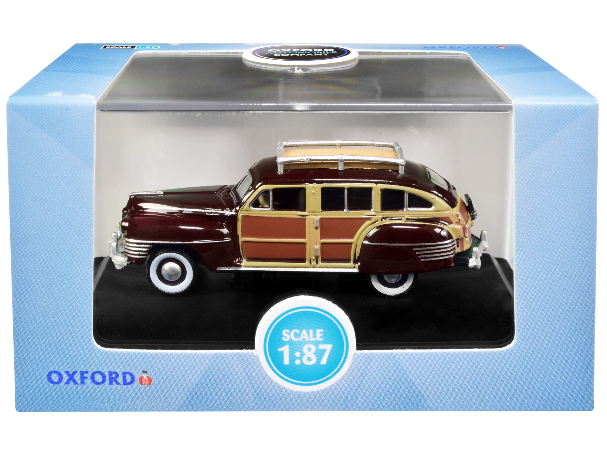 1942 Chrysler Town and Country Woody Wagon Regal Maroon with Roof Rack 1/87 (HO) Scale Model Car by Oxford Diecast price history on PriceWatchPro