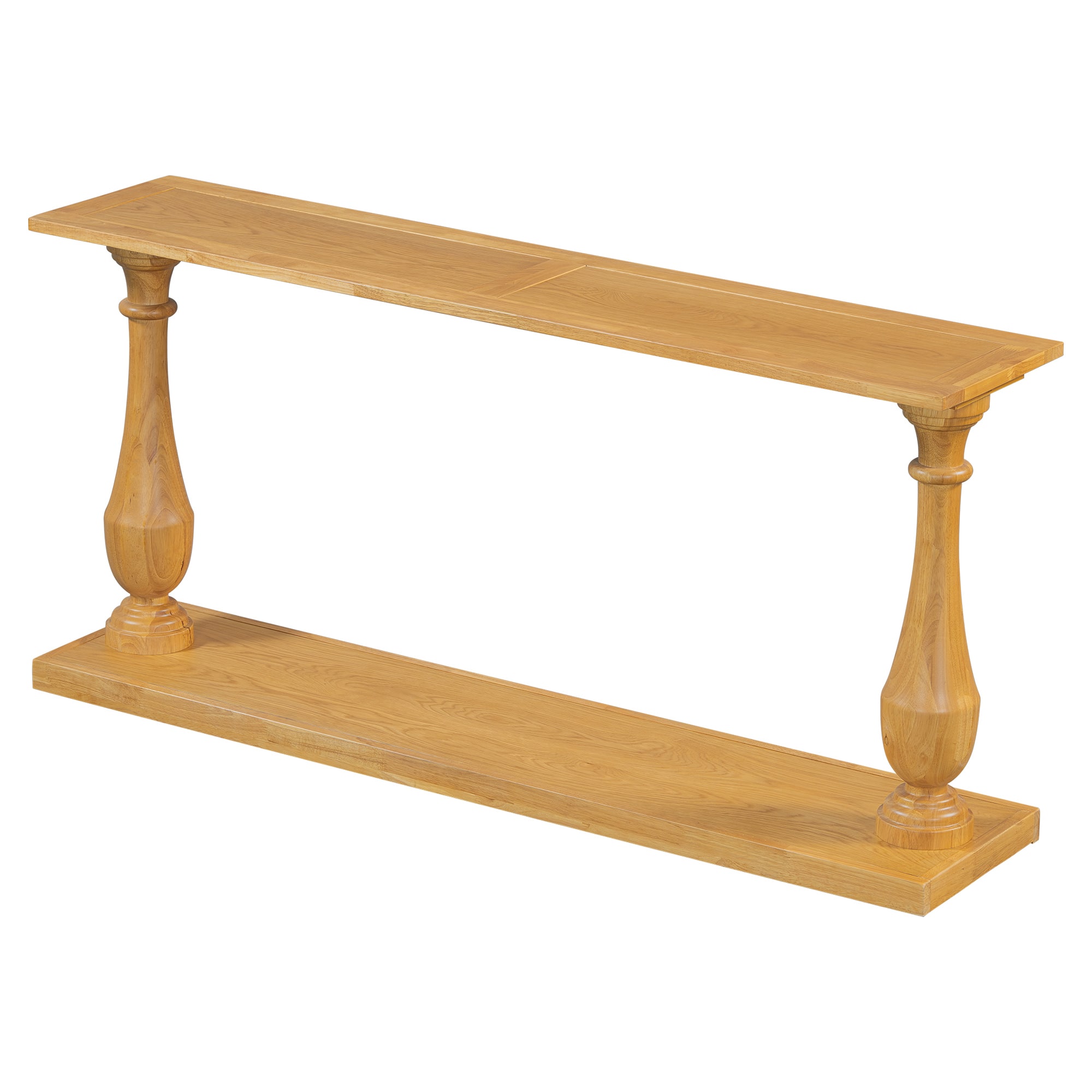 Spaco - Vintage Narrow Sofa Table, Space Saving Design with Luxurious Pine Veneer and Tapered Legs for Living Room Study - Natural