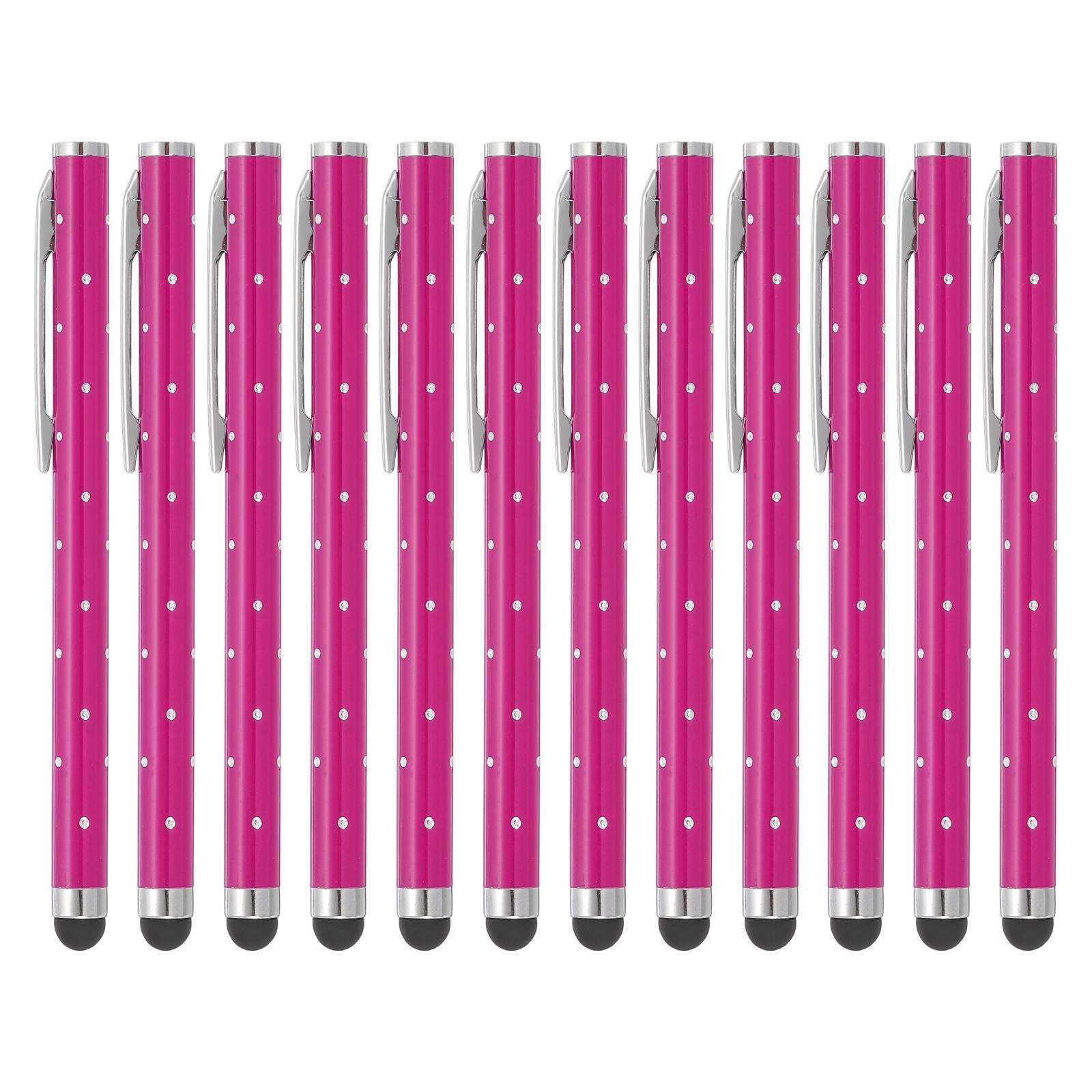 Unique Bargains - Stylus Pens for Touch Screens, 12pcs High Precision Universal Bling Metal Capacitive Pen for Touch Screen Devices Phone - Rose Red