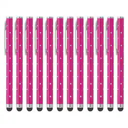 Unique Bargains - Stylus Pens for Touch Screens, 12pcs High Precision Universal Bling Metal Capacitive Pen for Touch Screen Devices Phone - Rose Red