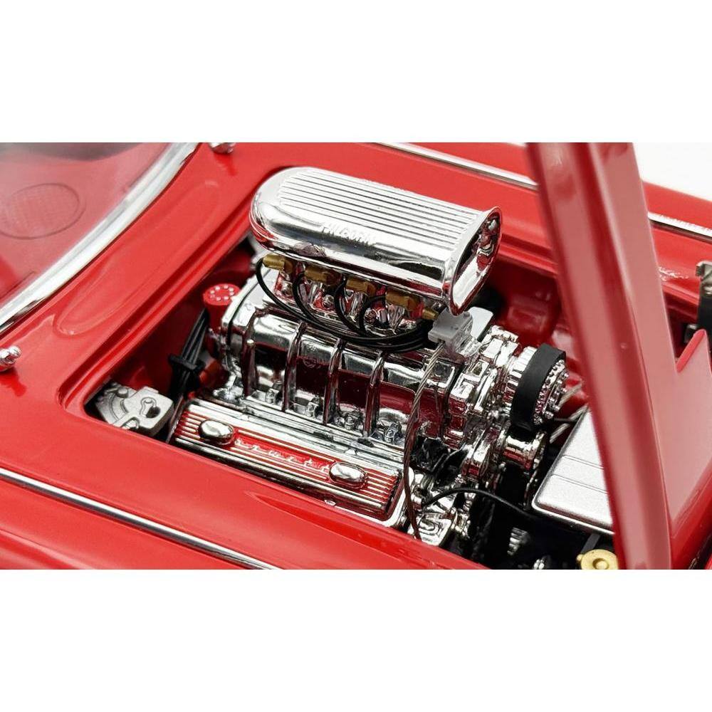 Angle. ACME - 1961 Chevrolet Corvette Gasser Roman Red with Red Interior Limited Edition to 300 pieces Worldwide 1/18 - Red.