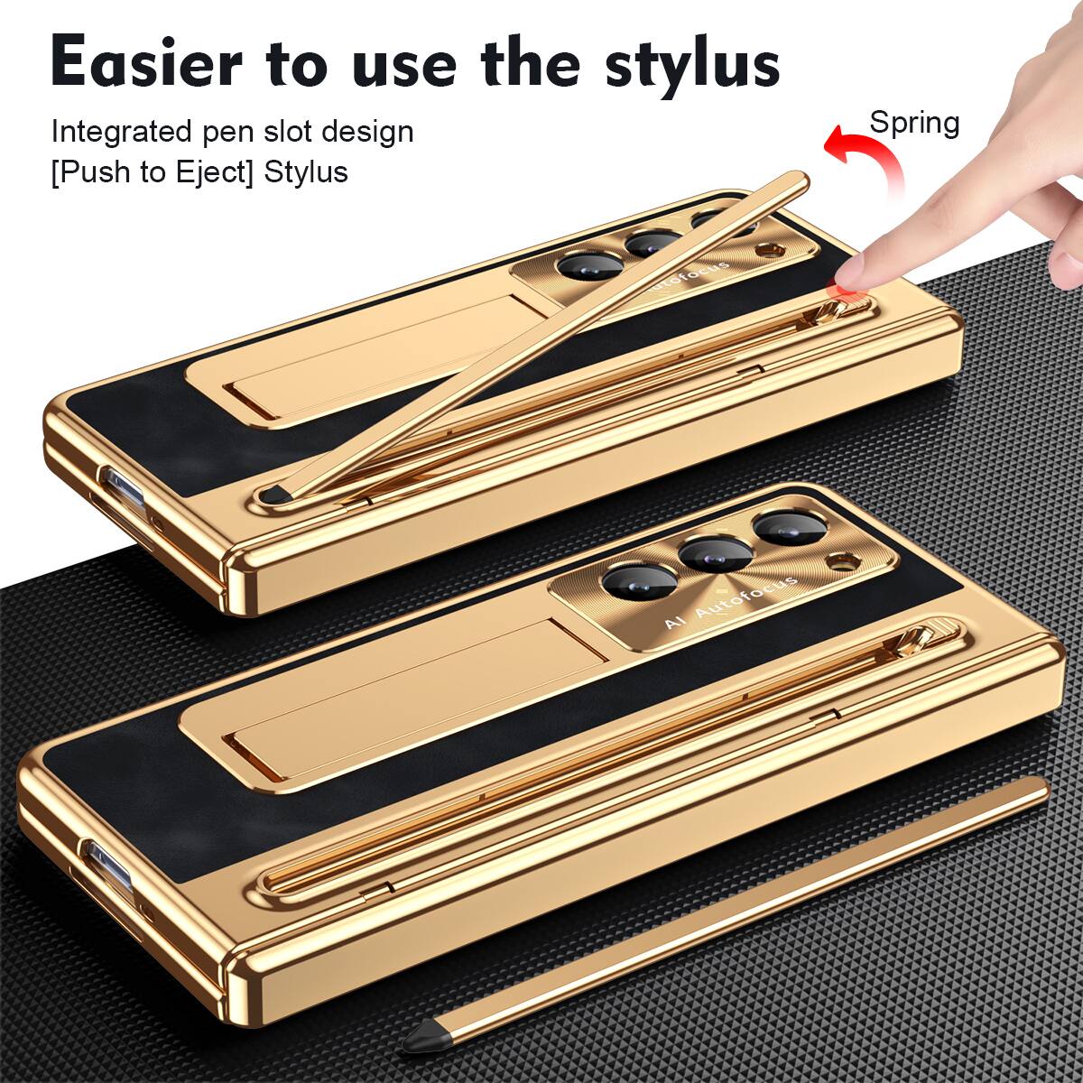 Easier to use the stylus  
Integrated pen slot design  
[Push to Eject] Stylus  
Spring  
AI Autofocus